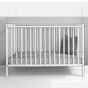 Set Patut Bebe Din Lemn de Pin Masiv, 120 x 60 cm, 2 niveluri inaltime saltea, 3 lamele detasabile, Woodies Safe Dreams, Cot Dream, Alb + Saltea pentru patut copii, Mykids, Cocos, Confort II, 120 x 60 x 10 cm