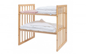 Set Patut Rotund Evolutiv pentru Copii, Multifunctional, 7in1, cu Saltele, Baldachin, Lenjerie si Aparatori Laterale, Transformabil, Masa de Schimbat, Co-Sleeping, Tarc de Joaca, Birou, Scaune, Waldin, Natural, Echipament Roz, 77