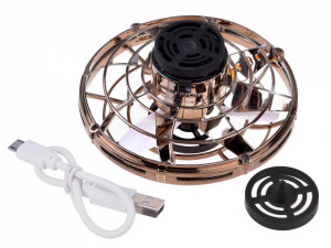 Spinner zburator antistres, Flying Gyro, cu functie de bumerang, incarcator USB, lumini LED, negru