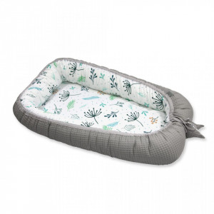 Tiny Star - Babynest Pastel Spring & Grey, cuib pentru bebelusi, ajustabil, portabil, reductor patut