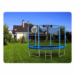 6 Trambulina pentru copii, Neo-Sport, 312 cm / 10 ft, cu plasa interioara si scara metalica, greutate maxima 150 kg