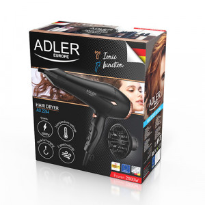 Adler - Uscator de Par cu Difuzor, Putere 2000W, 3 Trepte de Temperatura, Ionizare, Negru, AD-2244