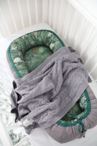 Babynest pentru copii, 80 x 50 cm, ajustabil, portabil, reductor patut, Tiny Star, Bambus Shells & Graphite