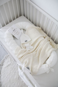 Babynest pentru copii, 80 x 50 cm, ajustabil, portabil, reductor patut, Tiny Star, Creme