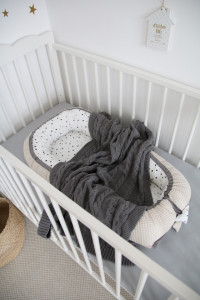 Babynest Tiny Star Confetti & Beige, cuib pentru bebelusi, ajustabil, portabil, reductor patut