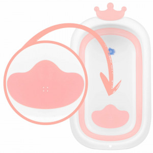 Cadita pliabila pentru bebelusi, cu Dop Senzor de temperatura, suport antiderapant, Perna Reductoare, Ricokids, 728000, Roz