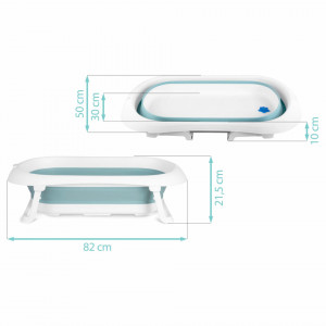 Cadita pliabila pentru bebelusi, cu Dop Senzor de temperatura, suport antiderapant, Ricokids, 728101, Albastra