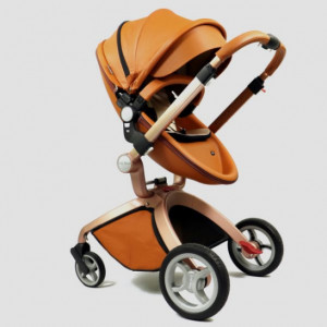 Carucior Copii Hot Mom Premium 2 in 1 Brown, varsta intre 0 si 36 de luni, sigur si usor de folosit