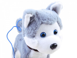 Jucarie interactiva cu miscari si sunete realiste, Catelusul Husky, in lesa