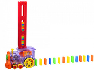 Jucarie interactiva, Locomotiva, cu lumini si sunete, cu 80 de piese Domino