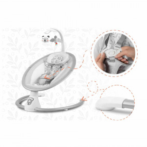 Leagan electric pentru copii, multifunctional, 5 viteze, 16 melodii, jucarii interactive, Ricokids, 70500, Gri
