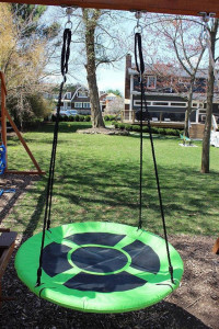 Leagan pentru copii rotund, tip cuib de barza, suspendat, 100 cm, 150 kg, Severno, Verde