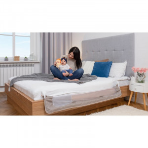 Lionelo - Bariera protectie patut pentru copii Eva , Cu buzunar accesorii, 150x35 cm, Gri