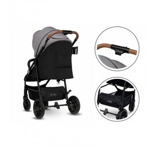 Lionelo - Carucior sport pentru copii Zoey, De la nastere, Cu accesorii, Cadru din aluminiu, 0- 15 kg, Gri