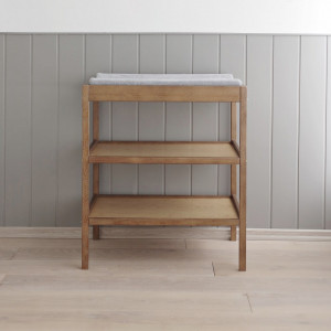 Masa de Schimbat Pentru Bebelusi, din Lemn Masiv, Cu 2 Rafturi De Depozitare Inalte, Woodies Changer Vintage, 76cm x 44cm x 86 cm