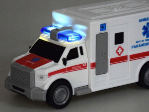 Masinuta de jucarie, Ambulanta, cu lumini si sunete, usa, 20 cm, Jokomisiada, ZA3220