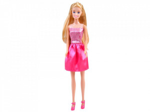 Papusa Anily, cu par lung si rochie roz, 30 cm