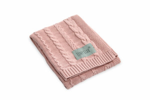 Patura tricotata din bumbac pentru copii, 80 x 100 cm, Tiny Star Powder Pink