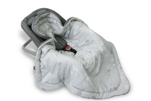 Paturica pentru Infasat Bebe in Scaun Auto, 91 x 91 cm, Fixata Cu Sistem Velcro, Tiny Star, Sweet Mist & Steel