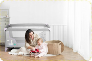 Patut pliabil pentru copii, 120 x 60 cm, Ricokids, RK-240, Lavenda Grey