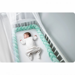 Protectie impletita pentru patut copii, 300 cm, Ricokids, Mint