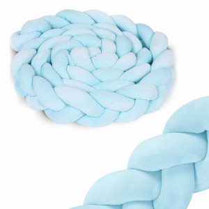 Ricokids - Protectie impletita pentru patut, 300 cm, Light Blue