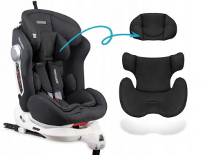 Scaun auto pivotant, pentru copii 0 - 36 kg, cu picior de stabilizare, sistem isofix, rotatie 360 grade, de la nastere la 12 ani, Ricokids, Stigo, Negru