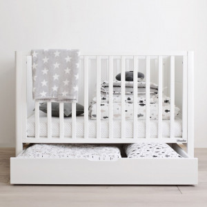 Sertar Depozitare Pentru Patut, cu Capac, Pin, HDF, MDF, Woodies Safe Dreams, Smoth 120 × 60 cm, Alb