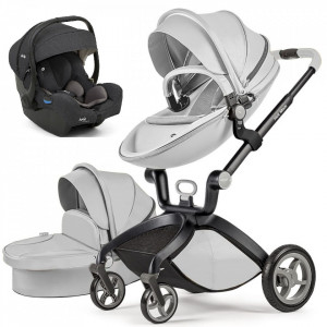 Set 3 in 1 - Carucior Hot Mom Premium Grey 2 in 1 + Scoica auto Joie i-Size i-Gemm 2 Shale