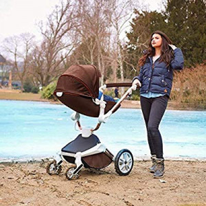 Set 4 in 1 - Carucior Hot Mom 360 Coffe 2 in 1 + Scoica auto Joie i-Size i-Gemm 2 Shale + Baza isofix i-Base