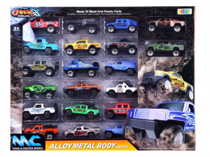 Set masinute metalice Off-Road, diverse culori, 20 de piese