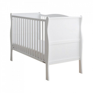 Set - Patut Lemn Masiv Woodies Noble Alb, 120 x 60 cm + Saltea Cocos Confort II 10 c