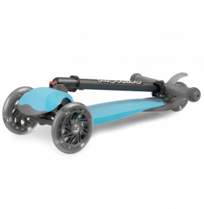 Trotineta de echilibru pentru copii, Ricokids, Loco, cu 3 roti, lumini LED, pliabila, ghidon reglabil, pana la 25 kg, Albastra