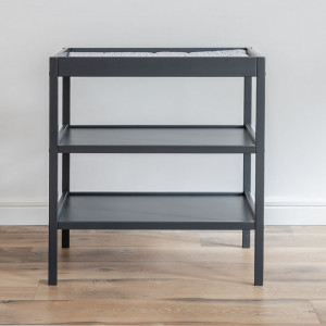 Woodies Changer Anthracite- Masa de Schimbat Pentru Bebelusi Lemn Masiv, 76cm x 44cm x 86 cm, Cu 2 Rafturi De Depozitare Inalte