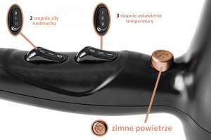 Adler - Uscator de Par cu Difuzor, Putere 2000W, 3 Trepte de Temperatura, Ionizare, Negru, AD-2244