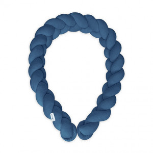 Babynest 2in1 pentru copii, cu margini impletite, din bumbac catifelat, Sparrow Velvet, Blue Petrol