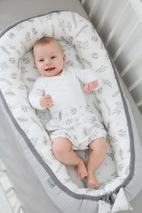 Babynest pentru copii, 80 x 50 cm, ajustabil, portabil, reductor patut, Tiny Star, Bambus, Fern