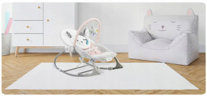 Balansoar pentru copii, cu vibratii, 2 trepte de inclinare, bara de jucarii, Ricokids, Roz