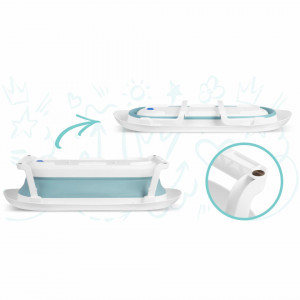 Cadita pliabila pentru bebelusi, cu Dop Senzor de temperatura, suport antiderapant, Ricokids, 728101, Albastra