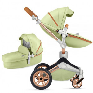 Carucior Hot Mom 360 Fistic 3 in 1 pentru copii intre 0 - 36 luni, cu un design modern cu cadru din aluminiu si pernita din spuma ergonomica Eva