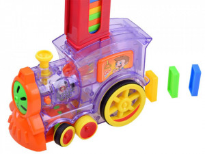 Jucarie interactiva, Locomotiva, cu lumini si sunete, cu 80 de piese Domino
