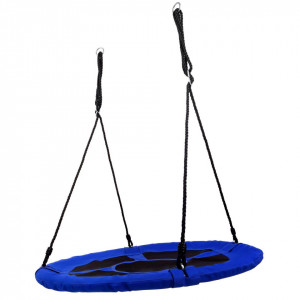 Leagan pentru copii rotund, tip cuib de barza, suspendat, 100 cm, 150 kg, Severno, Albastru