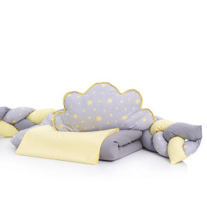 Lenjerie 6 piese pentru patut copii Gray-Yellow fara baldachin 120x60