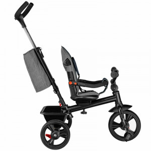 Lionelo - Tricicleta pentru copii Haari Jeans Suport picioare, Control al directiei, Scaun reversibil, Rotire 360 grade, Pliabila, Albastru