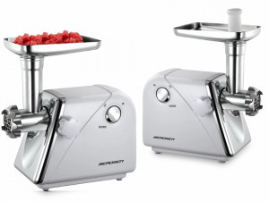Masina electrica profesionala de tocat carne, Berdsen, 1200W, 1.2 kg/min, accesorii pentru tocat si feliat, BM600, Alba, 30 x 16 x 34 cm