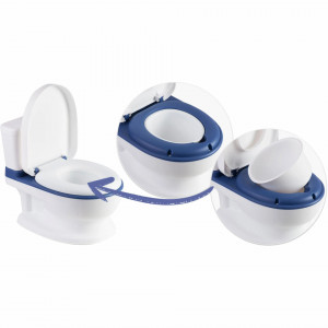 Olita tip vas de toaleta pentru copii, interactiva, 8 melodii, Ricokids, 729000, Alba cu albastru
