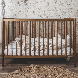 Patut Bebe Din Lemn de Pin Masiv, 120 x 60 cm, Design Impunator, Confortabil, Rezistent, 4 niveluri inaltime saltea, 3 lamele detasabile, Woodies Safe Dreams, Stardust Cot, Vintage