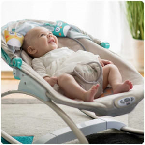 Ricokids - Balansoar pentru copii, de la nastere, cu vibratii si melodii, copertina, bara cu jucarii, Grey