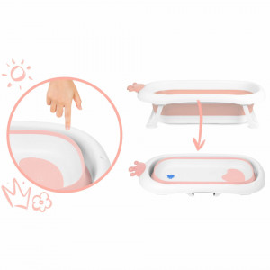 Ricokids - Cadita pliabila pentru bebelusi , cu Senzor de temperatura, Perna inclusa, Roz