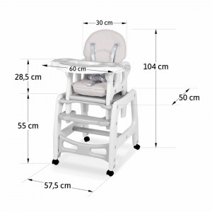 Ricokids - Scaun de masa 5 in 1, balansoar, hranire, joaca, scaun cu masa, Sinco, gri